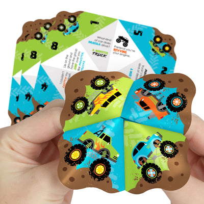 Smash and Crash - Monster Truck - Boy Birthday Party Cootie Catcher Game - Jokes and Dares Fortune Tellers - Set of 12