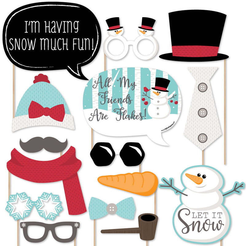Let It Snow - Snowman Christmas - Holiday Photo Booth Props Kit - 20 Count