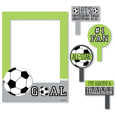 GOAAAL! - Soccer - Birthday Party or Baby Shower Selfie Photo Booth Picture Frame and Props - Printed on Sturdy Material