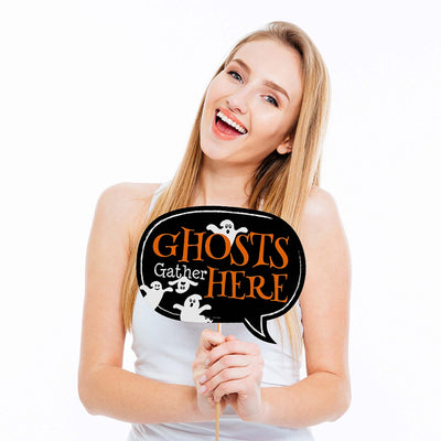 Spooky Ghost - Halloween Party Photo Booth Props Kit - 20 Count