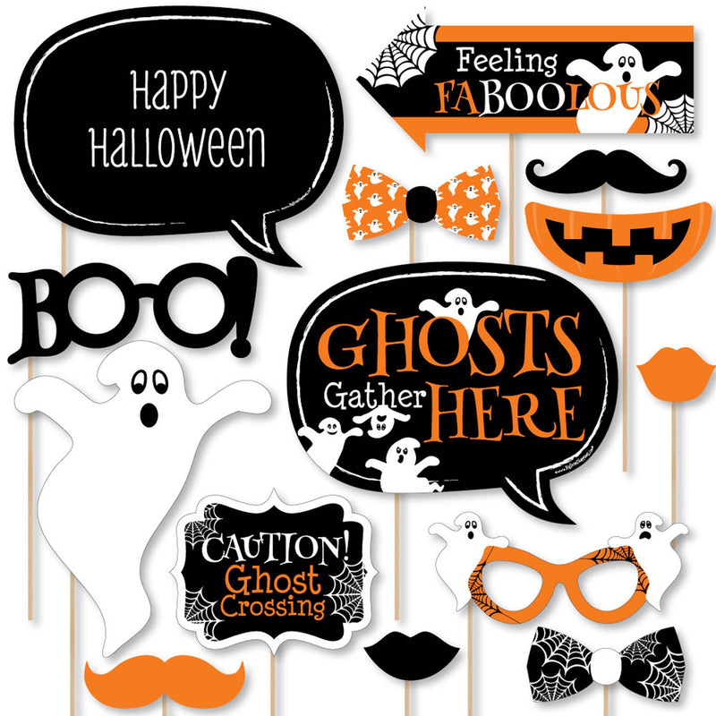 Spooky Ghost - Halloween Party Photo Booth Props Kit - 20 Count