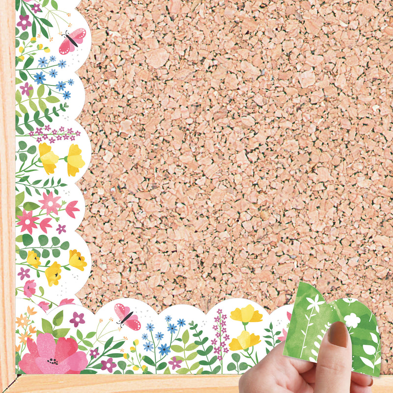 Spring Flowers - Scalloped Classroom Decor - Bulletin Board Borders - 51 Feet