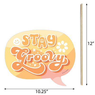 Funny Stay Groovy - Boho Hippie Birthday Party Photo Booth Props Kit - 10 Piece