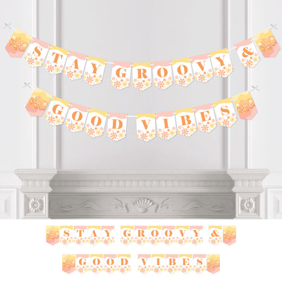 Stay Groovy - Boho Hippie Party Bunting Banner - Party Decorations - Stay Groovy and Good Vibes
