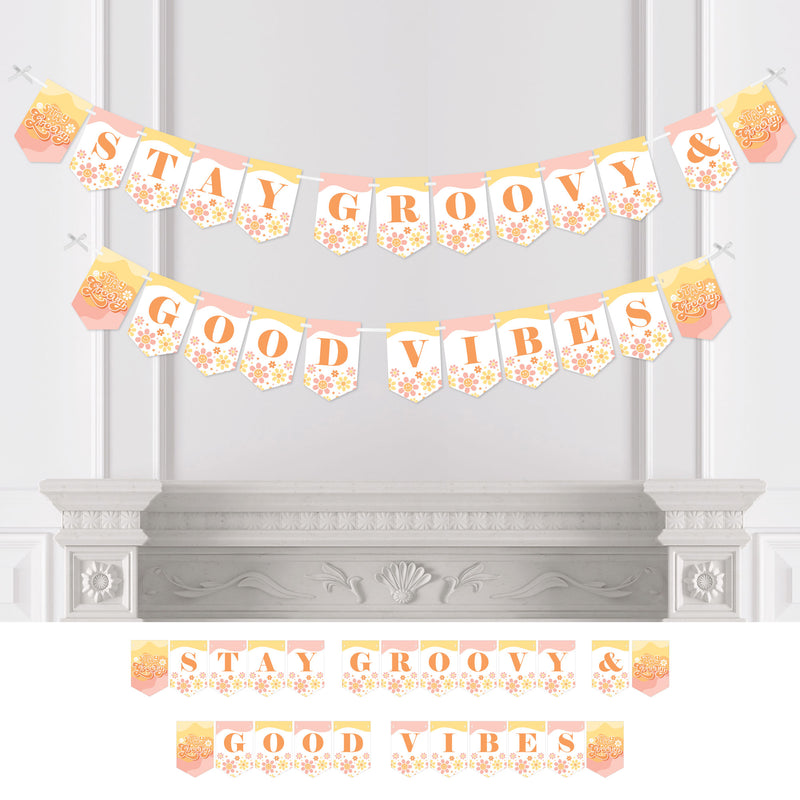 Stay Groovy - Boho Hippie Party Bunting Banner - Party Decorations - Stay Groovy and Good Vibes