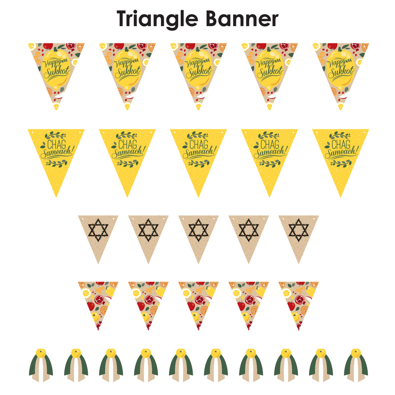 Sukkot - DIY Sukkah Jewish Holiday Pennant Garland Decoration - Triangle Banner - 30 Pieces