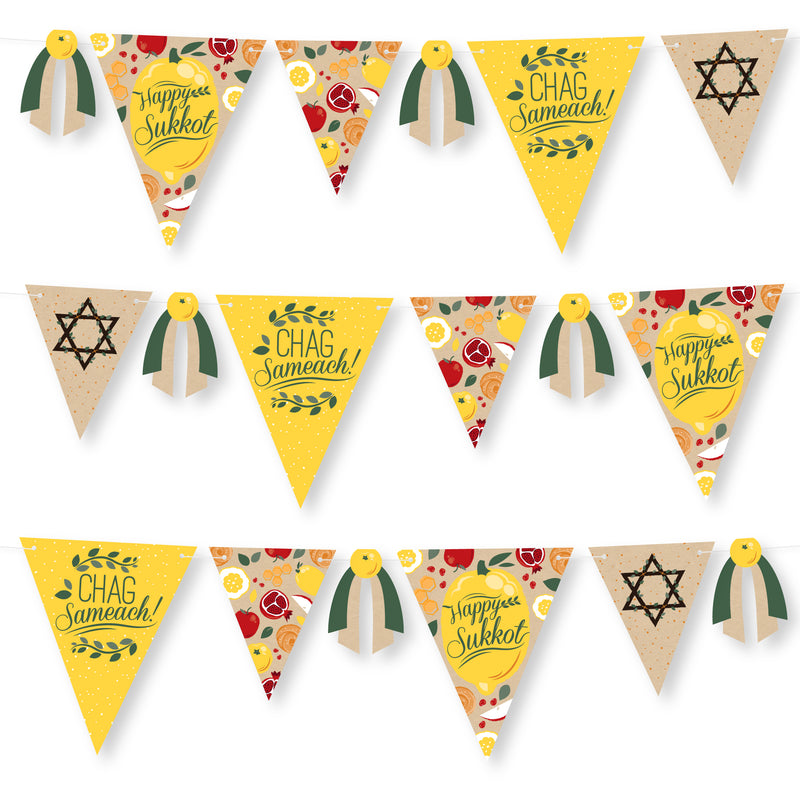 Sukkot - DIY Sukkah Jewish Holiday Pennant Garland Decoration - Triangle Banner - 30 Pieces