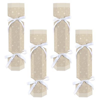 Tan Confetti Stars - No Snap Simple Party Table Favors - DIY Cracker Boxes - Set of 12