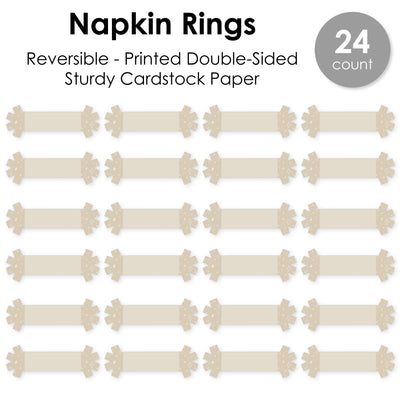 Tan Confetti Stars - Simple Party Paper Napkin Holder - Napkin Rings - Set of 24