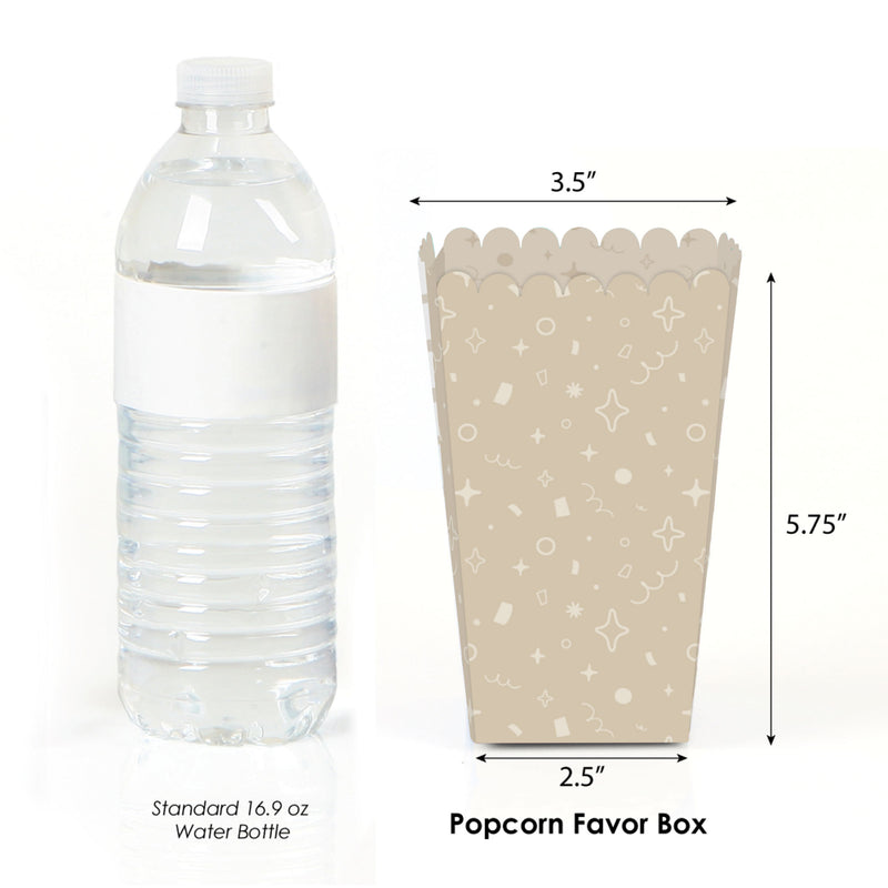 Tan Confetti Stars - Simple Party Favor Popcorn Treat Boxes - Set of 12