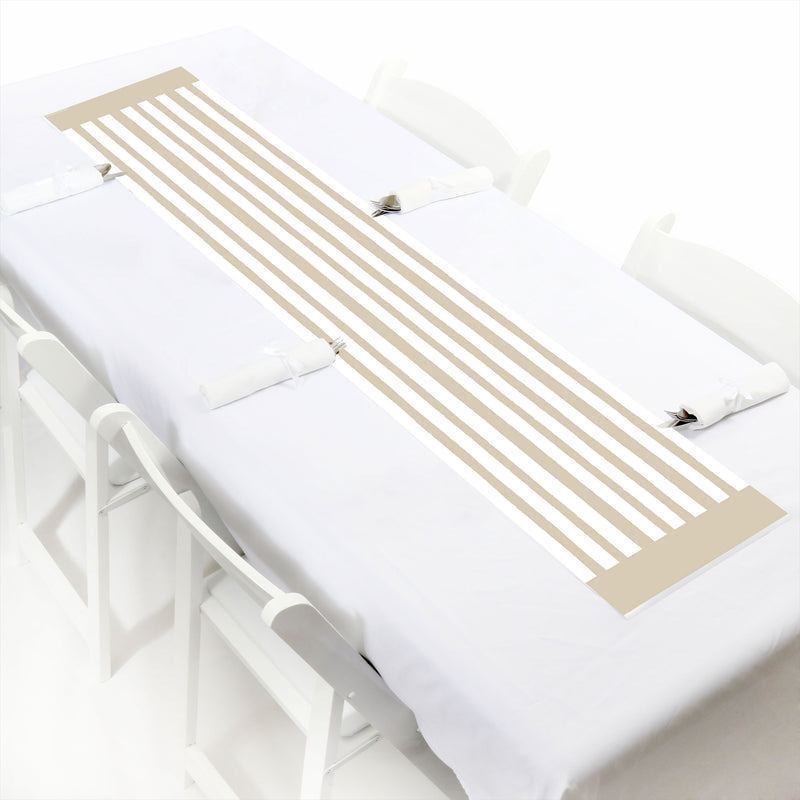 Tan Stripes - Petite Simple Party Paper Table Runner - 12 x 60 inches