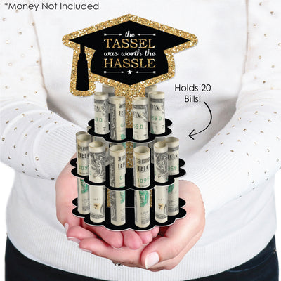 Tassel Worth The Hassle - Gold - DIY Graduation Party Money Holder Gift - Cash Cake