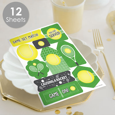You Got Served - Tennis - Baby Shower or Tennis Ball Birthday Party Favor Sticker Set - 12 Sheets - 120 Stickers