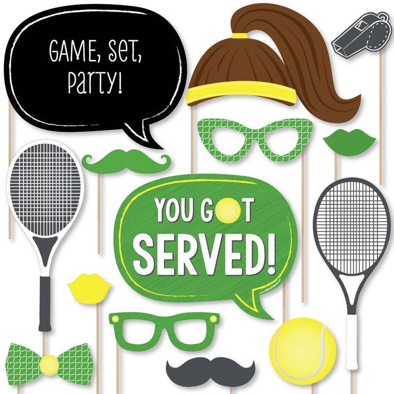 You Got Served - Tennis - Baby Shower or Birthday Party Photo Booth Props Kit - 20 Count