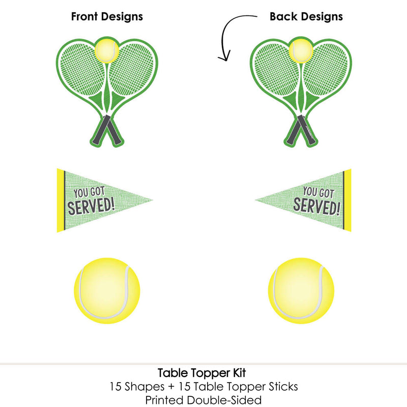 You Got Served - Tennis - Baby Shower or Tennis Ball Birthday Party Centerpiece Sticks - Table Toppers - Set of 15