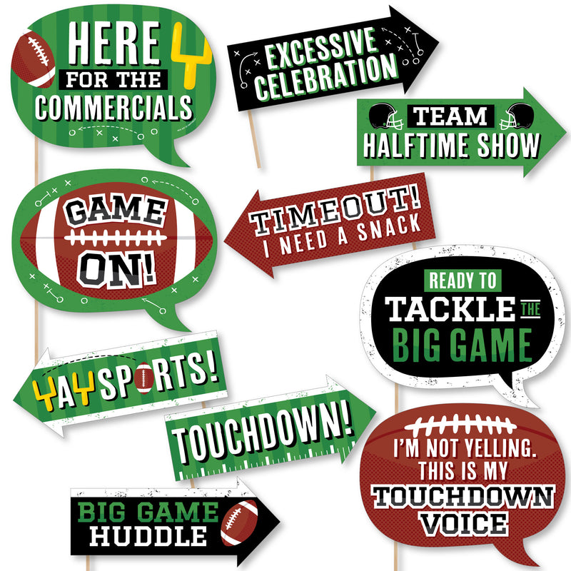 Funny The Big Game - Football Party Photo Booth Props Kit - 10 Piece