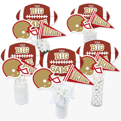 The Big Game - Red and Gold - Football Party Centerpiece Sticks - Table Toppers - Set of 15