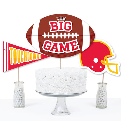 The Big Game - Red and Yellow - Football Party Centerpiece Sticks - Table Toppers - Set of 15