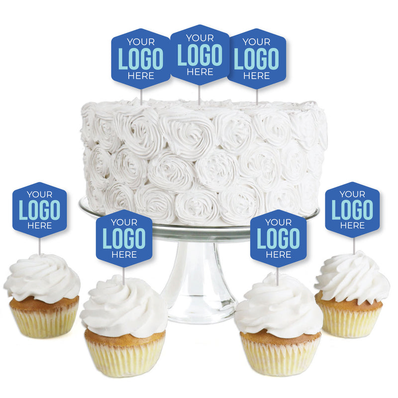 Custom Logo Treat Picks - Personalized Branded Business Party Dessert Cupcake Toppers - Set of 24
