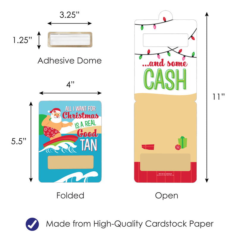 Tropical Christmas - DIY Assorted Beach Santa Holiday Party Cash Holder Gift - Funny Money Cards - Set of 6