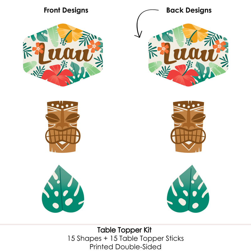 Tropical Luau - Hawaiian Beach Party Centerpiece Sticks - Table Toppers - Set of 15