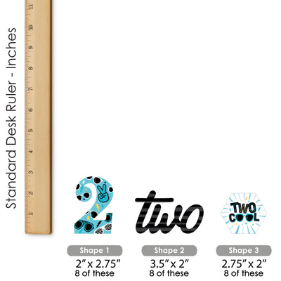 Two Cool - Boy - Dessert Cupcake Toppers - Blue 2nd Birthday Party Clear Treat Picks - Set of 24