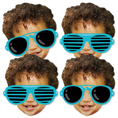 Custom Photo Two Cool - Boy - Fun Face Decorations DIY Blue 2nd Birthday Party Essentials - Set of 20