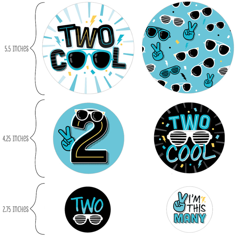 Two Cool - Boy - Blue 2nd Birthday Party Giant Circle Confetti - Party Decorations - Large Confetti 27 Count