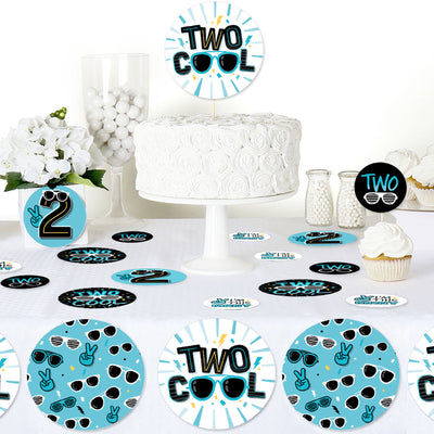 Two Cool - Boy - Blue 2nd Birthday Party Giant Circle Confetti - Party Decorations - Large Confetti 27 Count