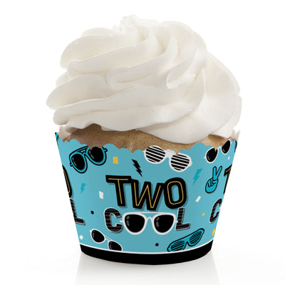 Two Cool - Boy - Blue 2nd Birthday Party Decorations - Party Cupcake Wrappers - Set of 12
