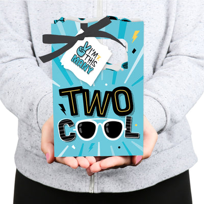 Two Cool - Boy - Blue 2nd Birthday Party Favor Boxes - Set of 12