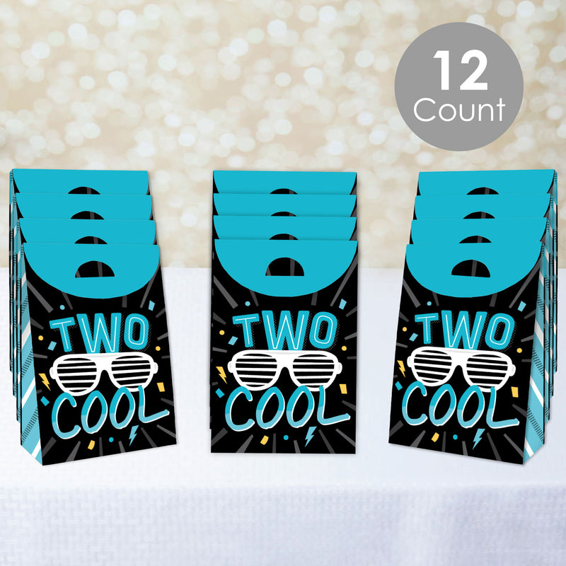 Two Cool - Boy - Blue 2nd Birthday Gift Favor Bags - Party Goodie Boxes - Set of 12