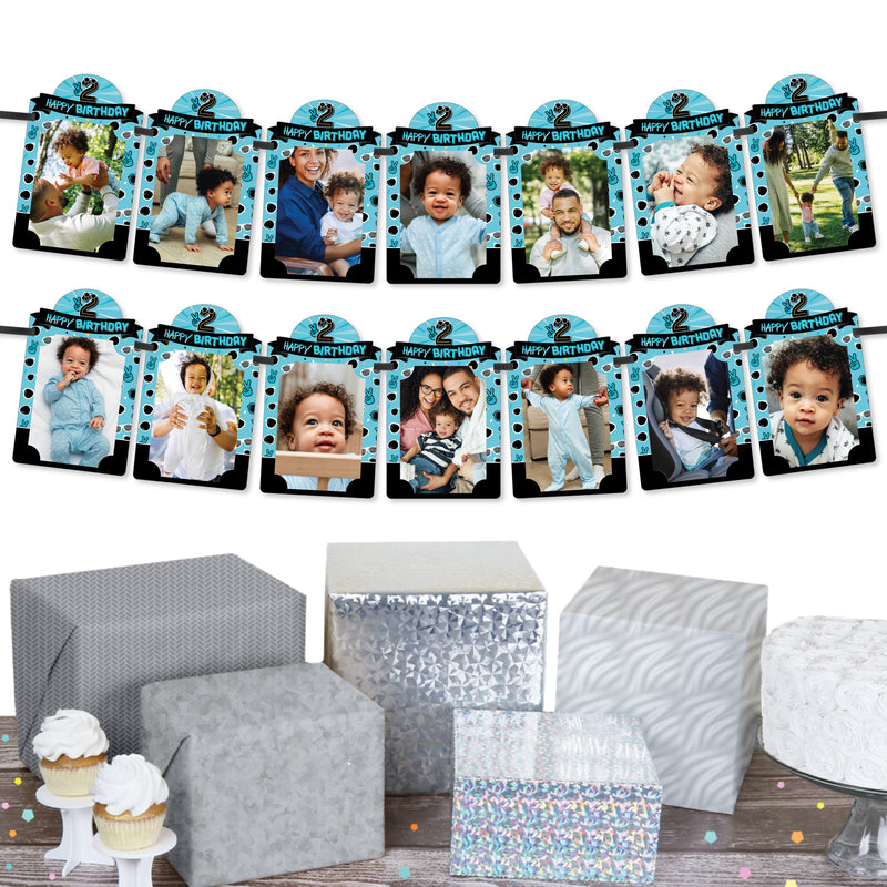 Two Cool - Boy - DIY Blue 2nd Birthday Party Decor - Picture Display - Photo Banner