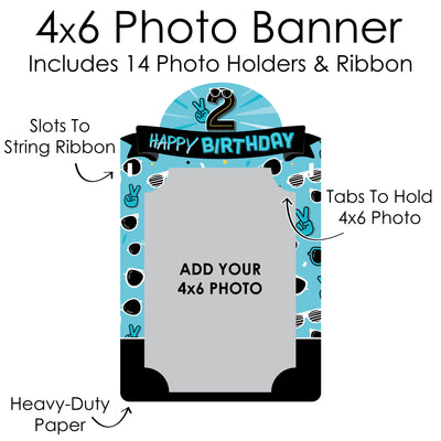 Two Cool - Boy - DIY Blue 2nd Birthday Party Decor - Picture Display - Photo Banner