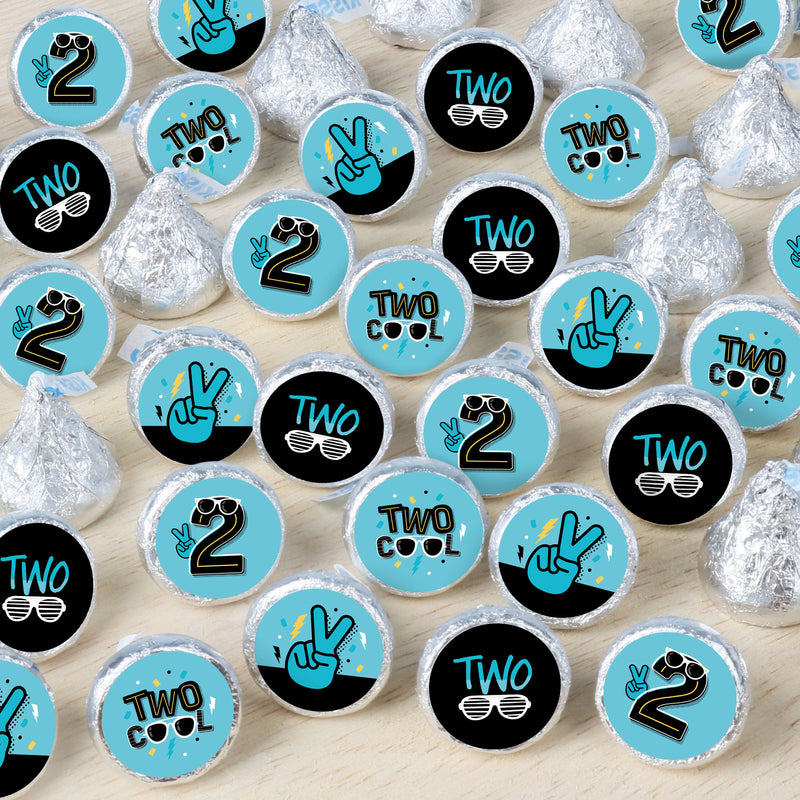 Two Cool - Boy - Blue 2nd Birthday Party Small Round Candy Stickers - Party Favor Labels - 324 Count