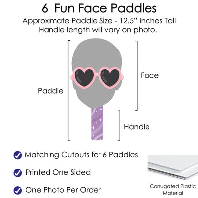 Custom Photo Two Cool - Girl - Pastel 2nd Birthday Party Head Cut Out Photo Booth and Fan Props - Fun Face Cutout Paddles - Set of 6