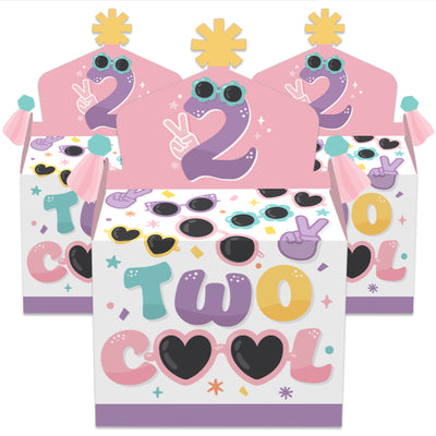 Two Cool - Girl - Treat Box Party Favors - Pastel 2nd Birthday Party Goodie Gable Boxes - Set of 12