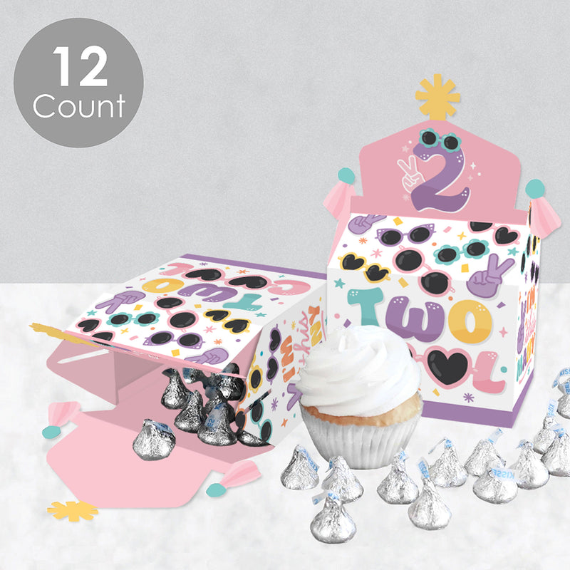 Two Cool - Girl - Treat Box Party Favors - Pastel 2nd Birthday Party Goodie Gable Boxes - Set of 12