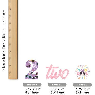 Two Cool - Girl - Cupcake Decoration - Pastel 2nd Birthday Party Cupcake Wrappers and Treat Picks Kit - Set of 24