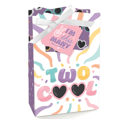 Two Cool - Girl - Pastel 2nd Birthday Party Favor Boxes - Set of 12