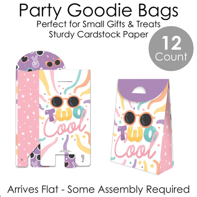 Two Cool - Girl - Pastel 2nd Birthday Gift Favor Bags - Party Goodie Boxes - Set of 12