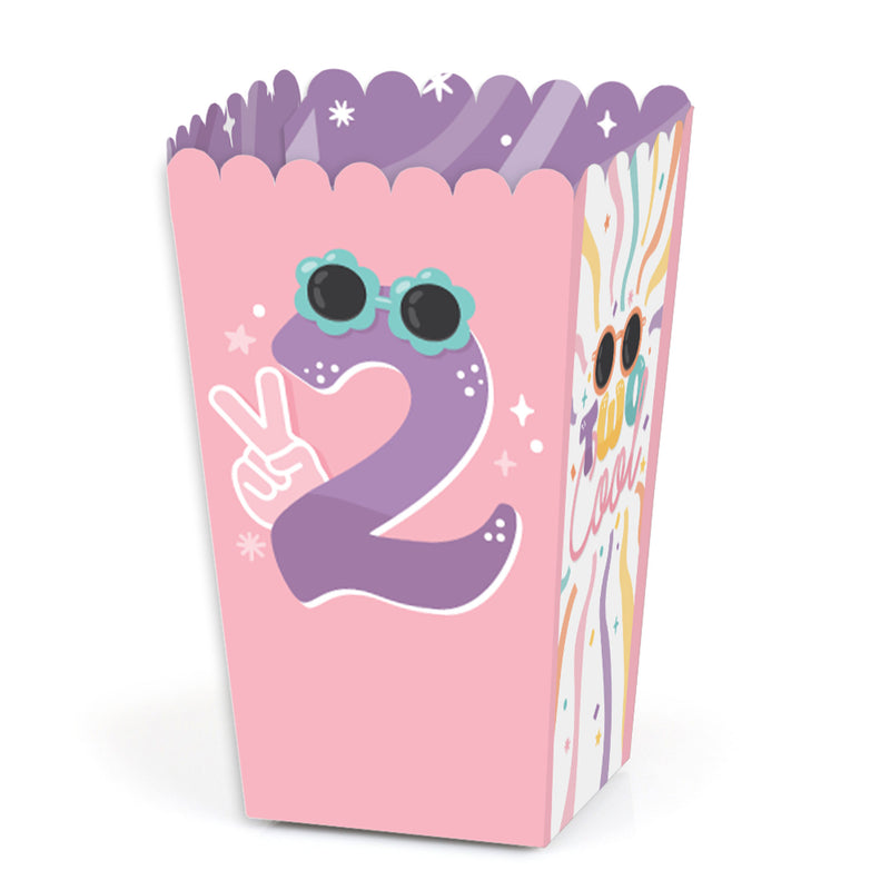 Two Cool - Girl - Pastel 2nd Birthday Party Favor Popcorn Treat Boxes - Set of 12