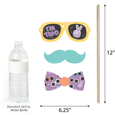 Two Cool - Girl - Personalized Pastel 2nd Birthday Party Photo Booth Props Kit - 20 Count