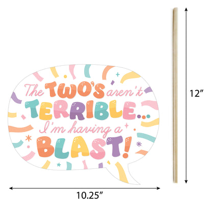 Two Cool - Girl - Personalized Pastel 2nd Birthday Party Photo Booth Props Kit - 20 Count