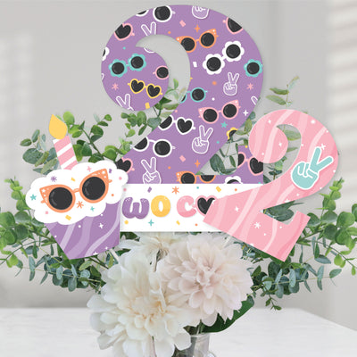 Two Cool - Girl - Pastel 2nd Birthday Party Centerpiece Sticks - Table Toppers - Set of 15