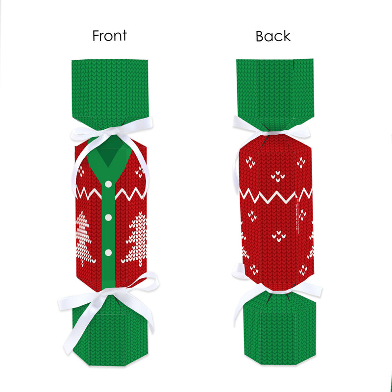 Ugly Sweater - No Snap Holiday and Christmas Party Table Favors - DIY Cracker Boxes - Set of 12