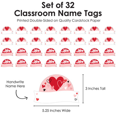 Valentine's Day Hearts - DIY Blank Paper Desk or Locker Labels - Classroom Name Tags - Set of 32