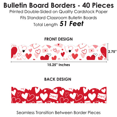 Valentine's Day Hearts - Scalloped Classroom Decor - Bulletin Board Borders - 51 Feet