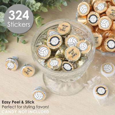 Bump, Set, Spike - Volleyball - Baby Shower or Birthday Party Small Round Candy Stickers - Party Favor Labels - 324 Count