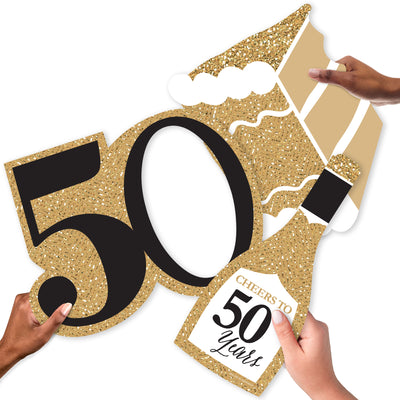 We Still Do - 50th Wedding Anniversary - Cake, Champagne Bottle and 50 Shape Decorations - Anniversary Party Large Photo Props - 3 Pc